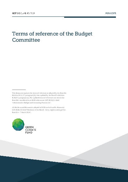 Download Terms of reference of the Budget Committee Document cover for Terms of reference of the Budget Committee