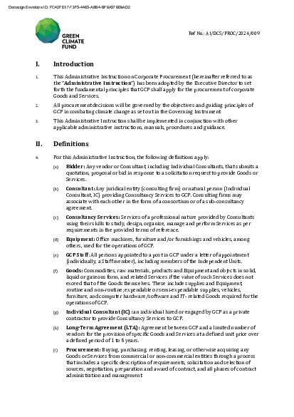 Download Administrative Instruction on Corporate Procurement Document cover for Administrative Instruction on Corporate Procurement